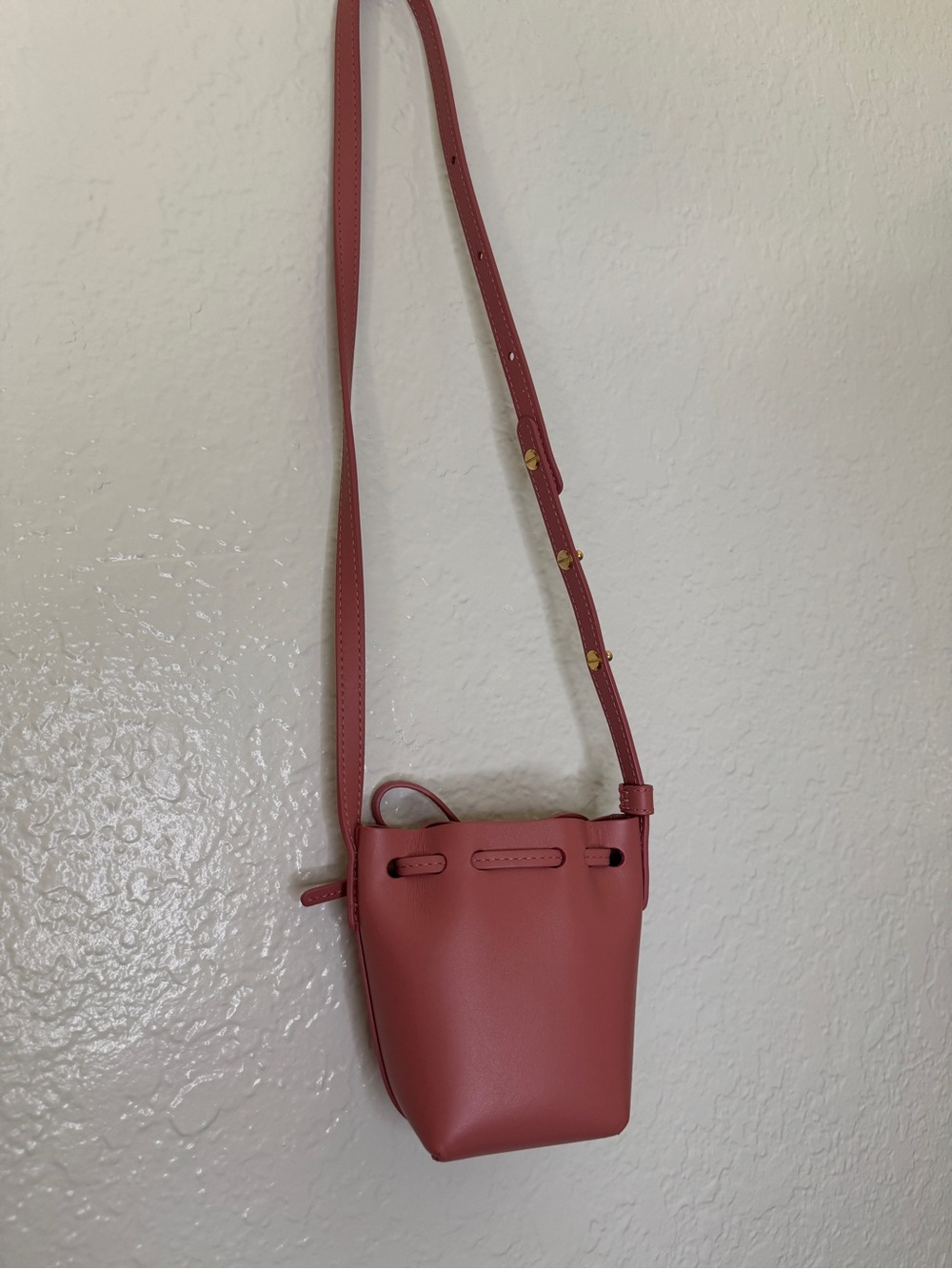 Mansur Gavriel Red Leather Mini Bucket Crossbody - Picture 2 of 15